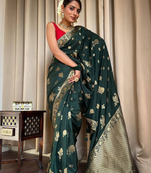 Green Designer Weaving Jacquard Banarasi silk blend Traditional Saree