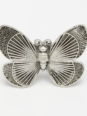 Women silver-toned butterfly shape adjustable finger ring 2