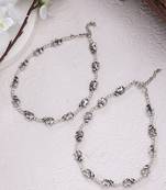 Women set of 2 silver-plated elephant design anklets