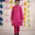Pink block printed kurta set