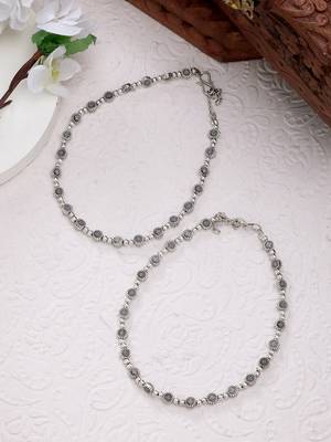 Women set of 2 silver-plated german silver anklets 1