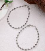 Women set of 2 silver-plated german silver anklets