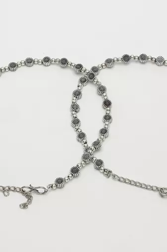 Women set of 2 silver-plated german silver anklets
