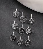 Women set of 9 silver-plated german silver nose pins