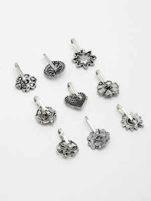 Women set of 9 silver-plated german silver nose pins 4