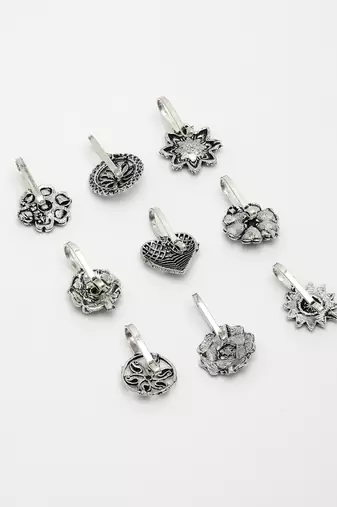 Women set of 9 silver-plated german silver nose pins