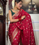 Red Designer Weaving Jacquard Banarasi silk blend Traditional Saree