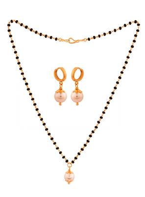 Black beads mangalsutra (with cap) SHORT) and earrings set one gram gold 3