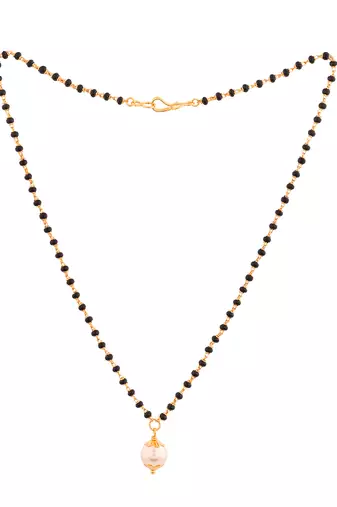 Black beads mangalsutra (with cap) SHORT) and earrings set one gram gold