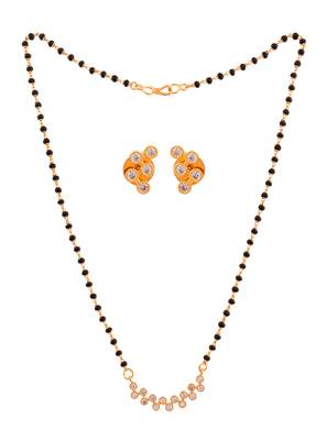 Black beads mangalsutra SHORT (with cap) and earrings set one gram gold 3