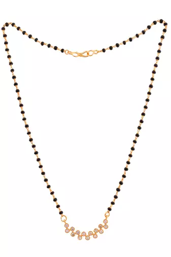 Black beads mangalsutra SHORT (with cap) and earrings set one gram gold