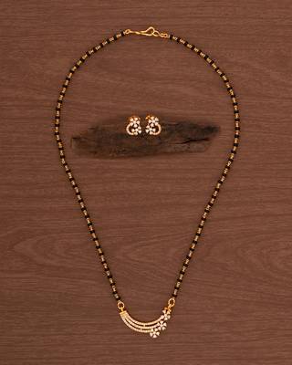 Black beads mangalsutra with cap (short) and earrings set one gram gold 2