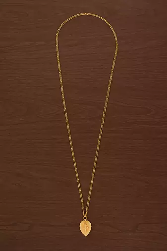 Golden 2 line chain with Cross in Leaf pendant -Kerala style mangalsutra one gram gold