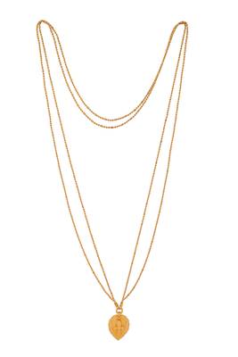 Golden 2 line chain with Cross in Leaf pendant -Kerala style mangalsutra one gram gold 3