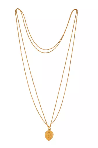 Golden 2 line chain with Cross in Leaf pendant -Kerala style mangalsutra one gram gold