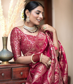 Pink Designer Weaving Jacquard Banarasi silk blend Traditional Saree