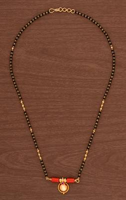 Black beads mangalsutra SHORT with single vati one gram gold 2