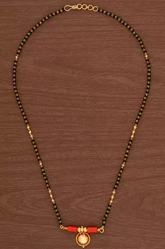 Black beads mangalsutra SHORT with single vati one gram gold