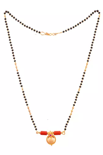 Black beads mangalsutra SHORT with single vati one gram gold