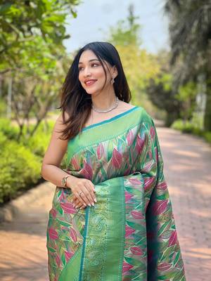 Multi Rama Color Kanchipattu silk blend Weaving Saree 3