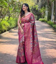 Multi Wine Color Kanchipattu silk blend Weaving Saree
