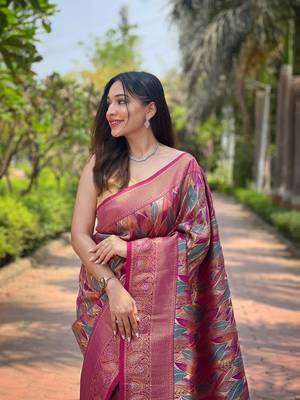Multi Wine Color Kanchipattu silk blend Weaving Saree 4
