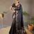 Black Colour Soft silk blend Saree With Flower Panel Weaving
