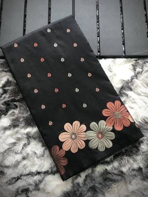 Black Colour Soft silk blend Saree With Flower Panel Weaving 5