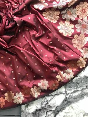 Maroon Colour Soft silk blend Saree With Flower Panel Weaving 6