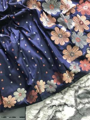 Navy Blue Colour Soft silk blend Saree With Flower Panel Weaving 6