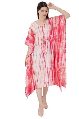 Urban sundari cotton dyed midi kaftan pink pack of 1 1