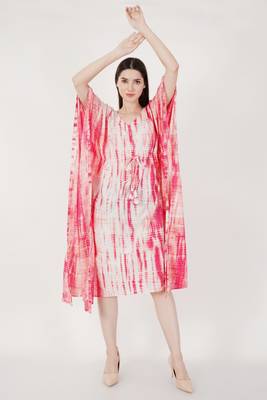 Urban sundari cotton dyed midi kaftan pink pack of 1 2