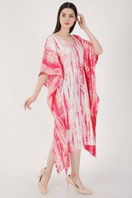 Urban sundari cotton dyed midi kaftan pink pack of 1 4