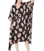 Urban sundari satin printed midi kaftan black pack of 1