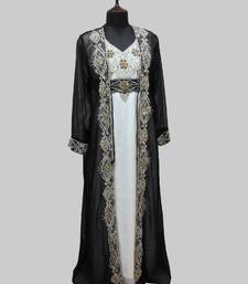 Black & White color Full Sleeves Handmade Two Piece Jacket Style Moroccan Kaftan