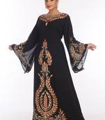 Black Georgette Embroidered Zari Work Islamic Kaftans