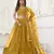 Women's Mustard Yellow Butterfly Net With Tone Thread Work And Sandwich Embroidered Work Lehenga Choli For Wedding