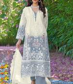 Grey color embroideried faux georgette semi stitched salwar suit