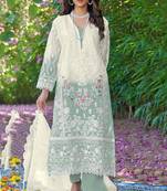 Light pear color embroideried faux georgette semi stitched salwar suit