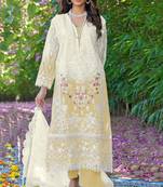 Yellow color embroideried faux georgette semi stitched salwar suit