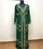 Dark Green color luxurious Full Sleeves Handmade Moroccan Kaftan .