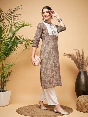 GREEN RED AJRAKH PRINT COTTON PATCH WORK STRAIGHT KURTA 2