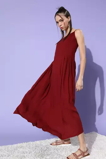 Maroon with orange floral organza cape set