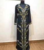 Black color luxurious Full Sleeves Handmade Moroccan Kaftan .