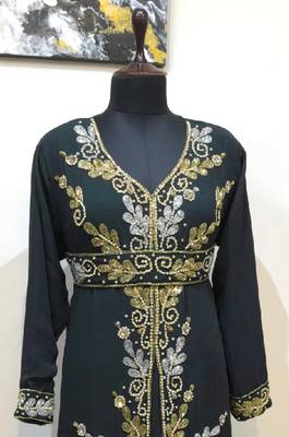Black color Full Sleeves Handmade Moroccan Kaftan  2