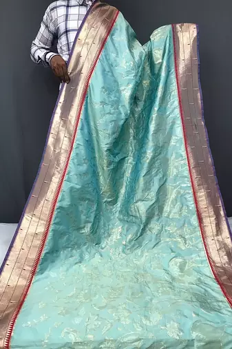 Soft Paithani silk blend Saree With Rich Weaved Paithani Pallu