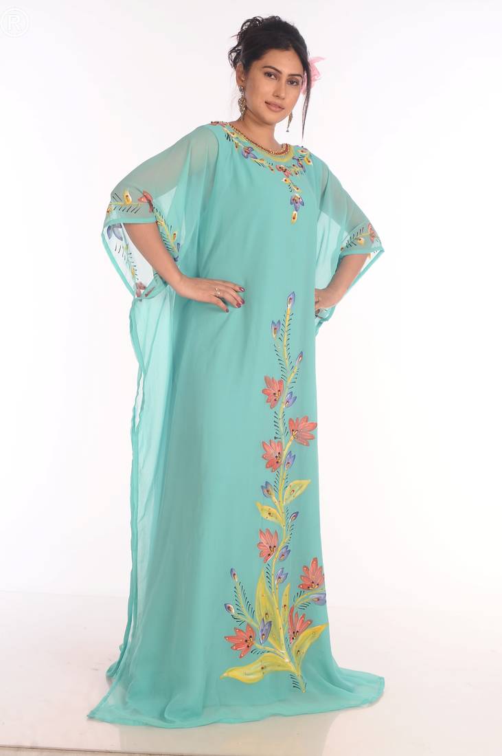 Royal Ethnic Maxi Abaya Moroccan Islamic Kaftan Beach Fancy Modern Floor Length Bell Sleeve For Women Dress