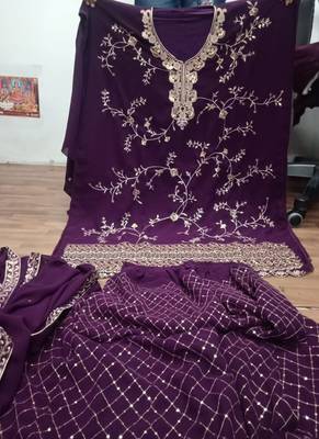 Maroon Embroidered Semi Stitched Salwar With Dupatta 3
