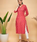 PINK LEHRIYA  ANGRAKHA STYLE STRAIGHT KURTA