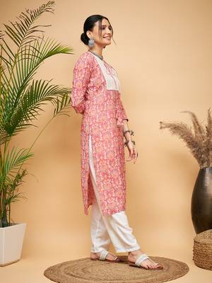 DUSTY PINK PAISLEY PATCH STRAIGHT KURTA 2